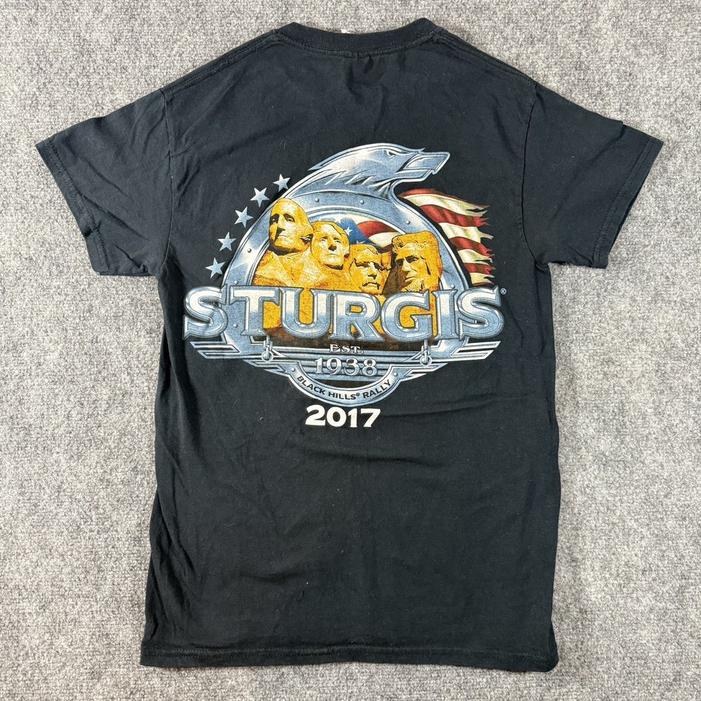Sturgis Black Hills Rally 2017 T Shirt‎ Mens Small Black Biker 77th Annual